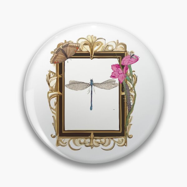 Item preview, Botanical Dragonfly and Vintage Frame Illustration designed and sold by ARACREATIVECO.