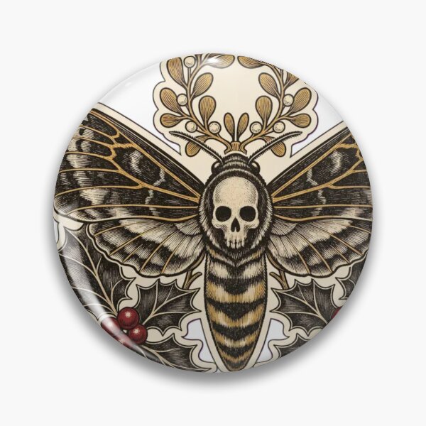 Item preview, Christmas Moth Death's Head Winter Botanical Toile | Gothic Entomology Repeat designed and sold by StickyGuys.