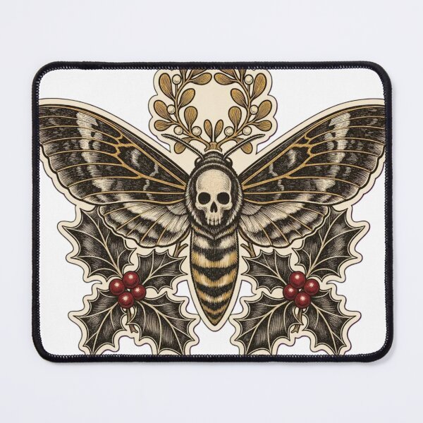Item preview, Christmas Moth Death's Head Winter Botanical Toile | Gothic Entomology Repeat designed and sold by StickyGuys.