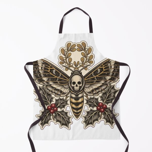 Item preview, Christmas Moth Death's Head Winter Botanical Toile | Gothic Entomology Repeat designed and sold by StickyGuys.