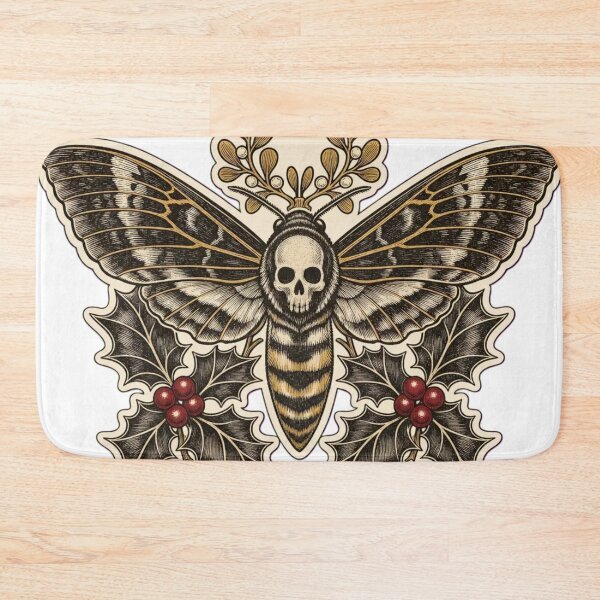 Item preview, Christmas Moth Death's Head Winter Botanical Toile | Gothic Entomology Repeat designed and sold by StickyGuys.