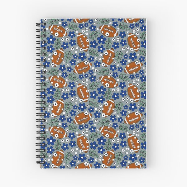 Item preview, Football Floral in Navy Blue and Silver designed and sold by KrisInStitches.