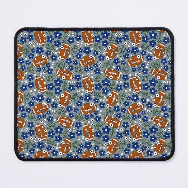 Item preview, Football Floral in Navy Blue and Silver designed and sold by KrisInStitches.