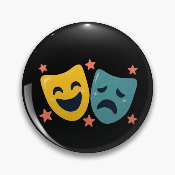 Artikelvorschau, Komödien- und Tragödien-Theatermasken mit Sternen entworfen und verkauft von Happy Clothing.