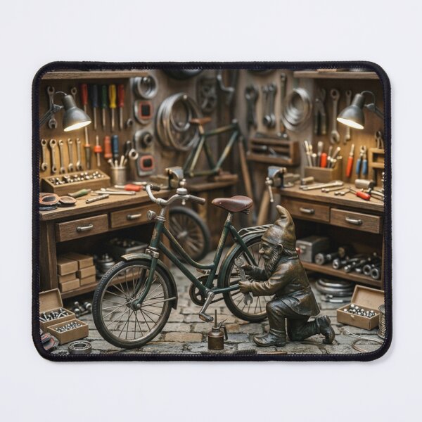 Item preview, Bicycle Repair Gnome Art Print – Quirky Cyclist Gift, Poland Travel Decor designed and sold by Purrfecta.