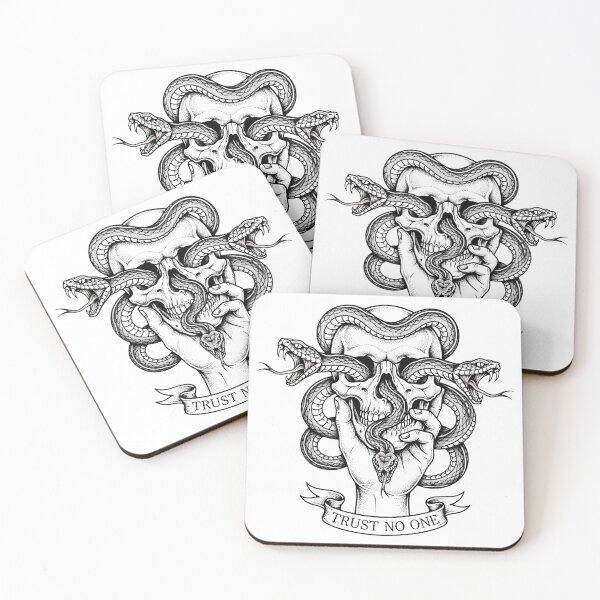 Item preview, Trust No One Skull Hand Snakes Eye Sockets - Gothic Tattoo Art designed and sold by VYBE DARK Studio.