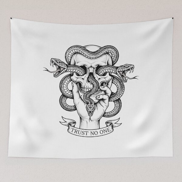 Item preview, Trust No One Skull Hand Snakes Eye Sockets - Gothic Tattoo Art designed and sold by VYBE DARK Studio.