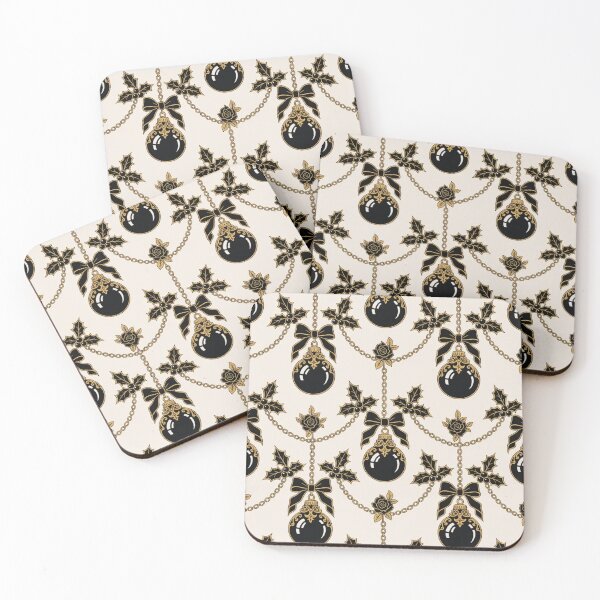 Item preview, Gothmas Black Bauble Bone China | Elegant Gothic Christmas Repeat Pattern designed and sold by StickyGuys.