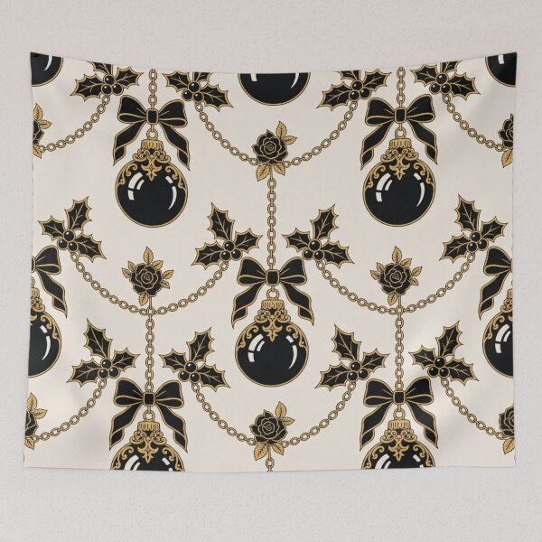 Item preview, Gothmas Black Bauble Bone China | Elegant Gothic Christmas Repeat Pattern designed and sold by StickyGuys.