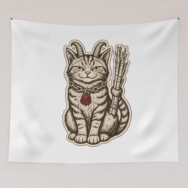 Item preview, Krampus Cat Horned Woodcut | Christmas Cat Alpine Folklore Die Cut designed and sold by StickyGuys.