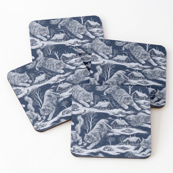 Item preview, Beware the Yule Cat Snow Toile | Jolakotturinn Icelandic Folklore Pattern designed and sold by StickyGuys.