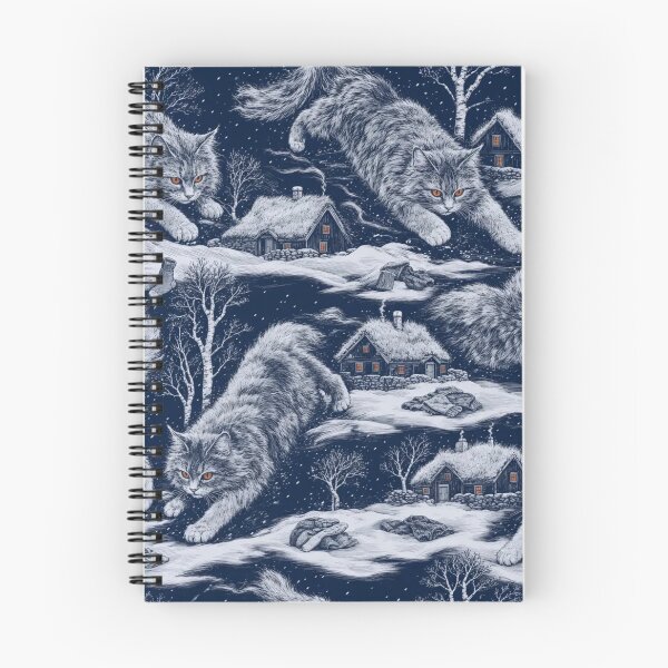 Item preview, Beware the Yule Cat Snow Toile | Jolakotturinn Icelandic Folklore Pattern designed and sold by StickyGuys.