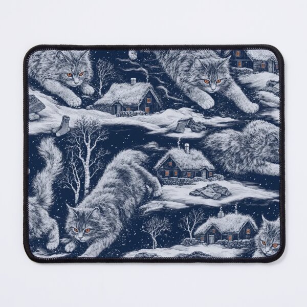 Item preview, Beware the Yule Cat Snow Toile | Jolakotturinn Icelandic Folklore Pattern designed and sold by StickyGuys.