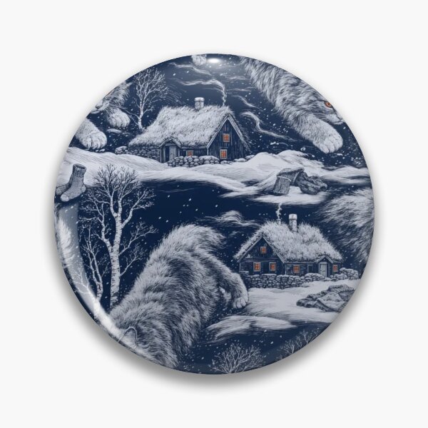 Item preview, Beware the Yule Cat Snow Toile | Jolakotturinn Icelandic Folklore Pattern designed and sold by StickyGuys.