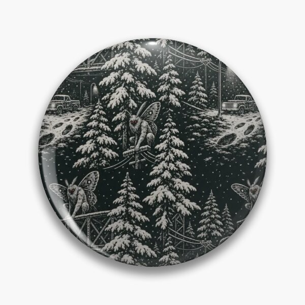 Item preview, Mothman Christmas Snowbound Toile | Winter Cryptid Sighting Repeat Pattern designed and sold by StickyGuys.