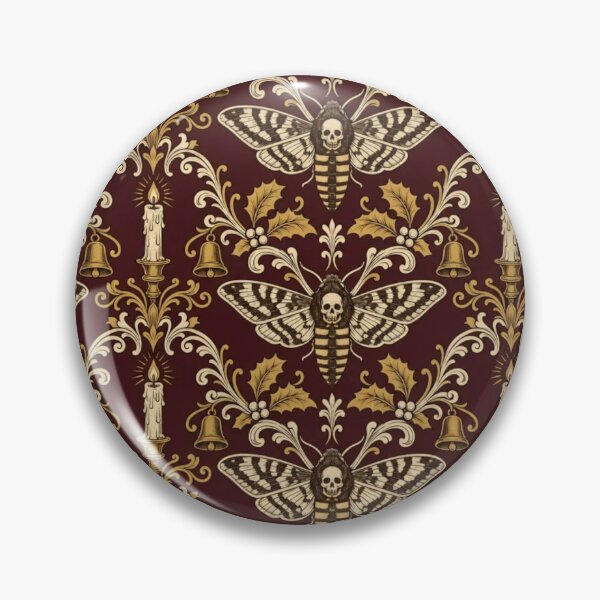 Item preview, Christmas Moth Candlelight Damask | Oxblood Gothic Winter Repeat Pattern designed and sold by StickyGuys.