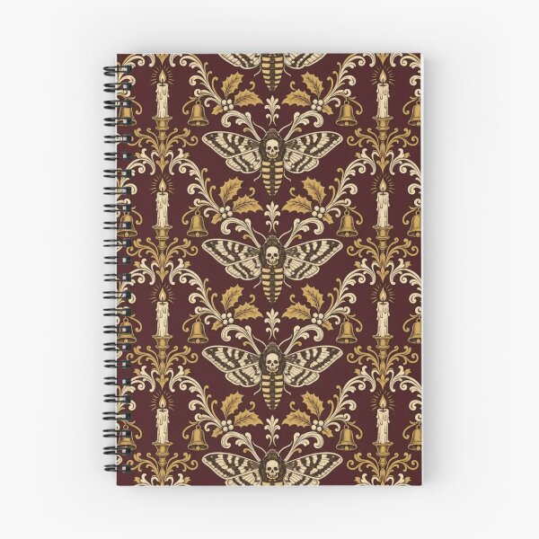 Item preview, Christmas Moth Candlelight Damask | Oxblood Gothic Winter Repeat Pattern designed and sold by StickyGuys.