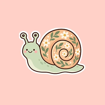 Artwork thumbnail, Cute Snail With Shell Pattern Cute Sticker Design by Inkworksbyshery