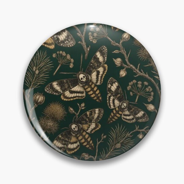 Item preview, Christmas Moth Death's Head Winter Botanical Toile | Gothic Entomology Repeat designed and sold by StickyGuys.