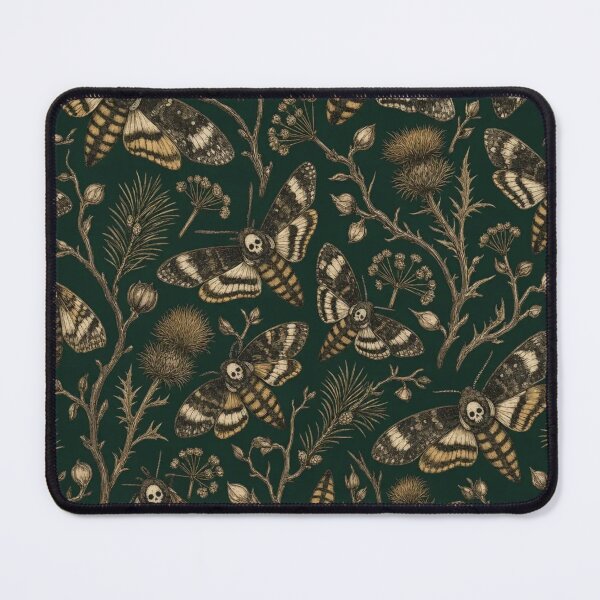 Item preview, Christmas Moth Death's Head Winter Botanical Toile | Gothic Entomology Repeat designed and sold by StickyGuys.