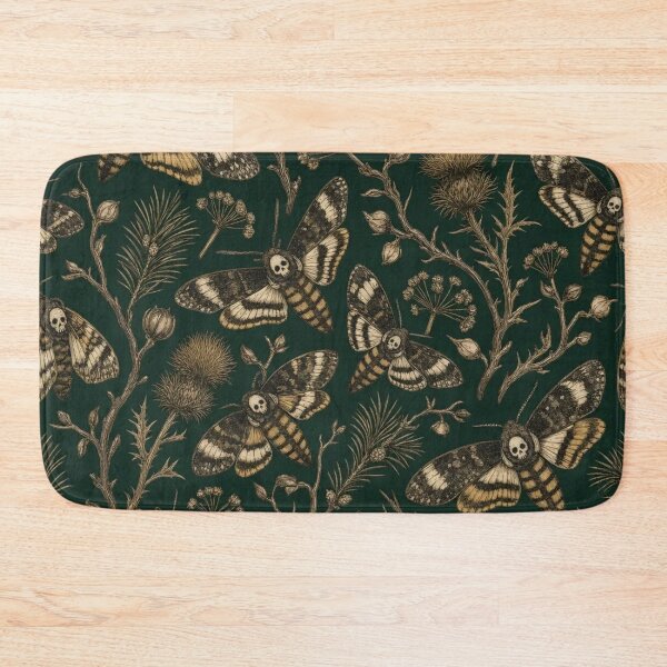 Item preview, Christmas Moth Death's Head Winter Botanical Toile | Gothic Entomology Repeat designed and sold by StickyGuys.