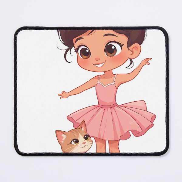 Item preview, Cute Ballerina Girl with Kitten - Kawaii Dancer designed and sold by Holub Art Studio & design.