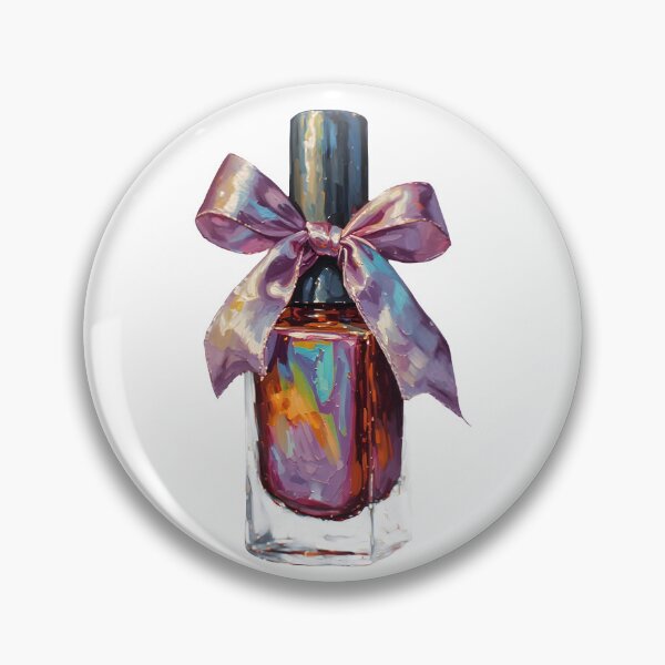 Item preview, Iridescent Nail Polish Bottle with Pink Bow Oil Painting designed and sold by Sweetchaos73.