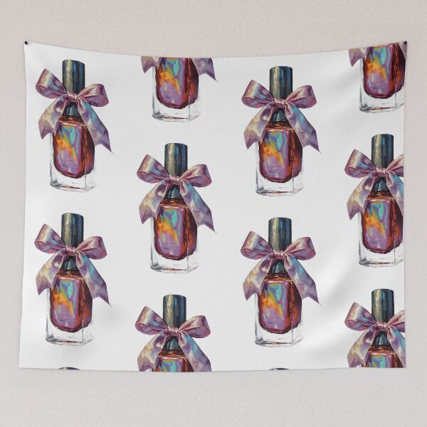 Item preview, Iridescent Nail Polish Bottle with Pink Bow Oil Painting designed and sold by Sweetchaos73.