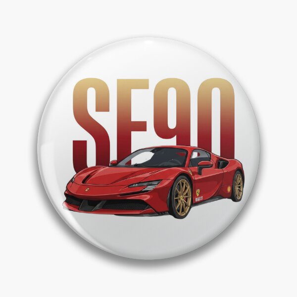 Item preview, Red Ferrari SF90 Stradale Gold Wheels Hybrid Supercar Vector Art designed and sold by Motorline44.