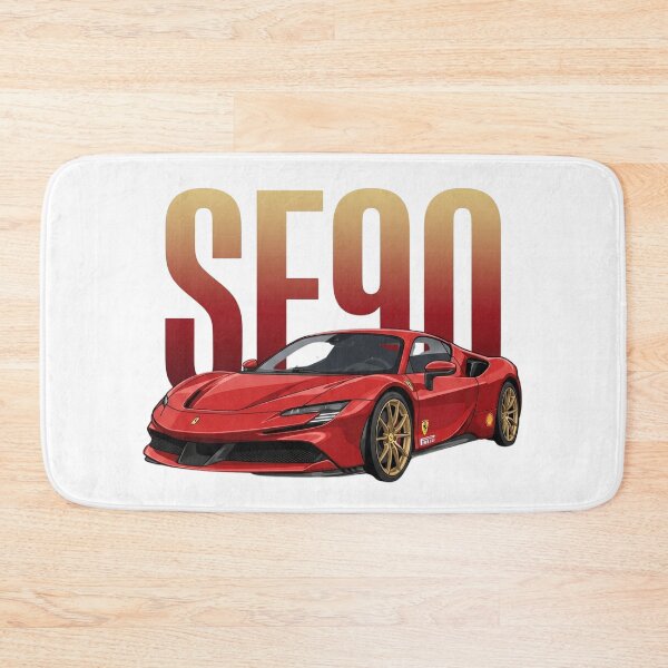 Item preview, Red Ferrari SF90 Stradale Gold Wheels Hybrid Supercar Vector Art designed and sold by Motorline44.