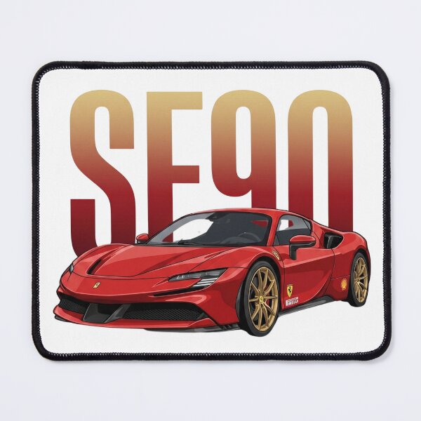 Item preview, Red Ferrari SF90 Stradale Gold Wheels Hybrid Supercar Vector Art designed and sold by Motorline44.