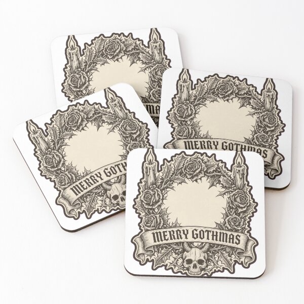 Item preview, Merry Gothmas Blackletter Wreath | Gothic Christmas Woodcut Slogan designed and sold by StickyGuys.