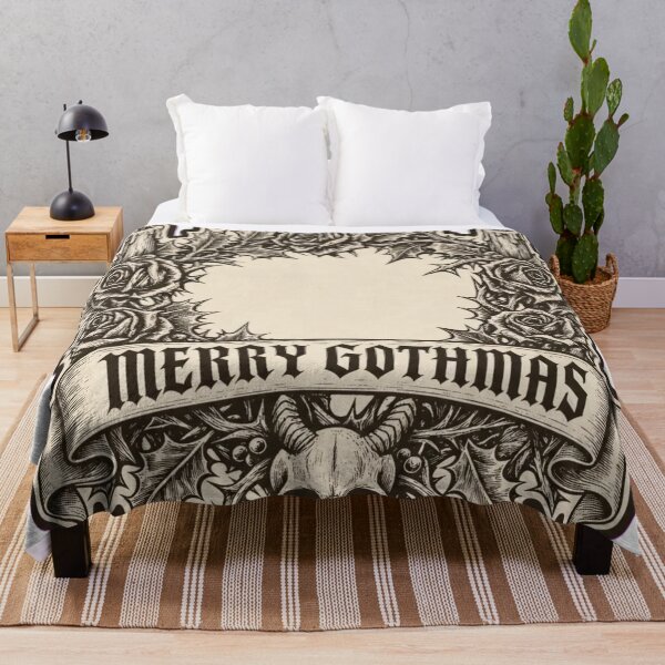 Item preview, Merry Gothmas Blackletter Wreath | Gothic Christmas Woodcut Slogan designed and sold by StickyGuys.