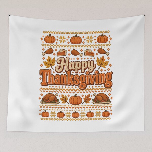 Item preview, Vintage Happy Thanksgiving – Cozy Retro Knit Ugly Sweater Design designed and sold by WolfmanProphecy.