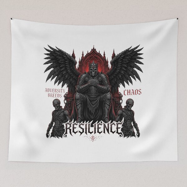 Item preview, Adversity Breeds Chaos Resilience - Gothic Winged Skeleton King designed and sold by VYBE DARK Studio.