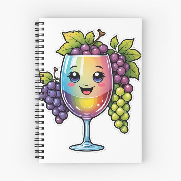 Item preview, Cute Wine Glass Character with Grapes Holographic Rainbow Style – Wine lover gift designed and sold by michallechowicz.