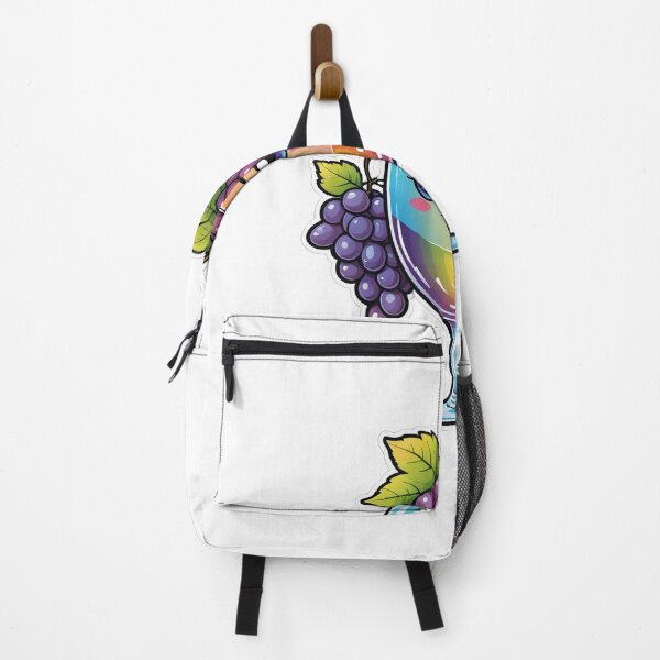 Item preview, Cute Wine Glass Character with Grapes Holographic Rainbow Style – Wine lover gift designed and sold by michallechowicz.