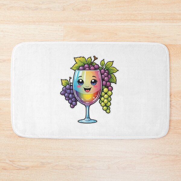 Item preview, Cute Wine Glass Character with Grapes Holographic Rainbow Style – Wine lover gift designed and sold by michallechowicz.