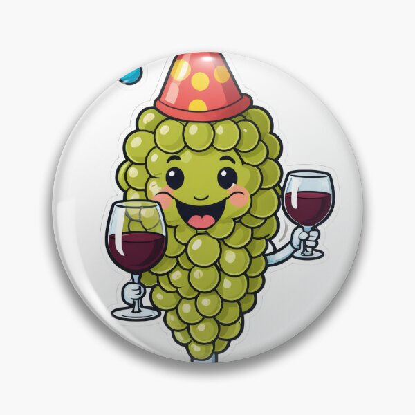 Item preview, Cute Wine Glass Character with Grapes Party Hat Celebration – Wine lover gift designed and sold by michallechowicz.