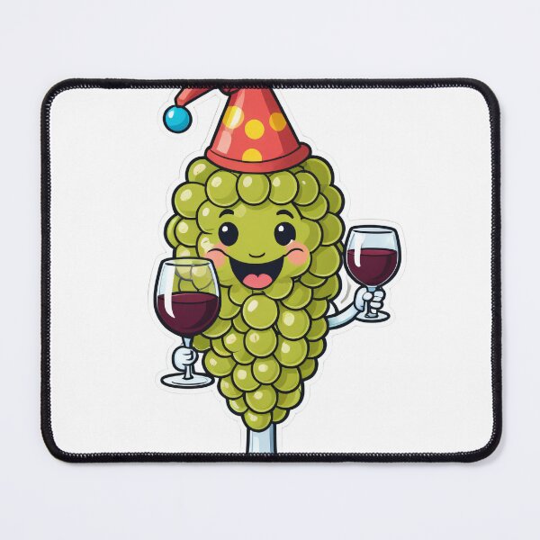 Item preview, Cute Wine Glass Character with Grapes Party Hat Celebration – Wine lover gift designed and sold by michallechowicz.