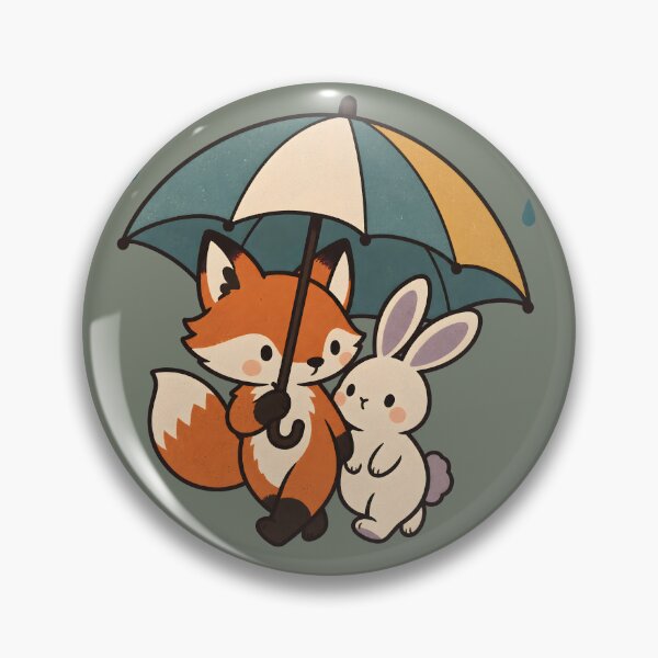 Artikelvorschau, Kaninchen und Fuchs teilen sich einen Regenschirm entworfen und verkauft von  MAD's Recreation Studio.