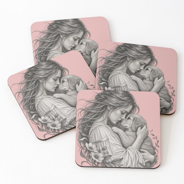 Item preview, A Bond Beyond Words – Girl Hugging Her Puppy designed and sold by The Kawaii Forge.