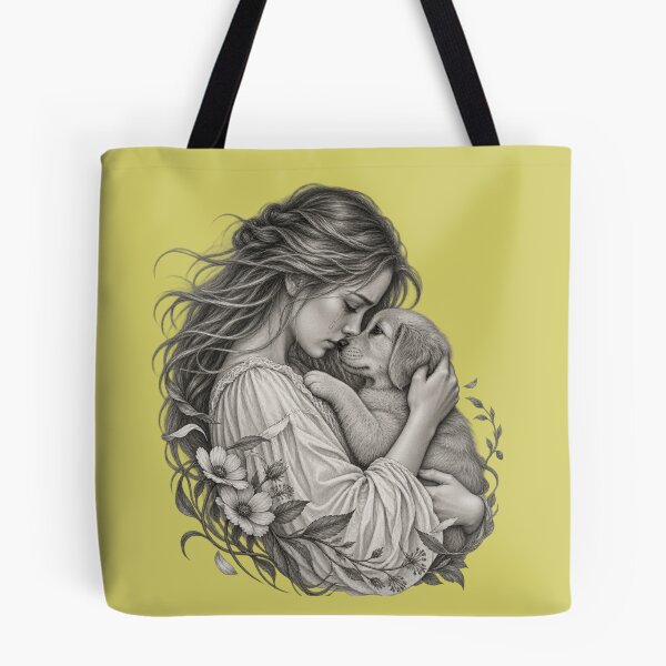 Item preview, A Bond Beyond Words – Girl Hugging Her Puppy designed and sold by The Kawaii Forge.