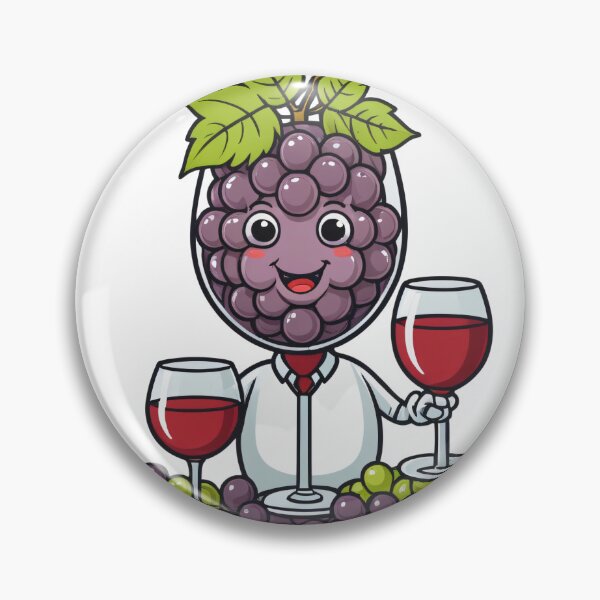 Item preview, Cute Wine Glass Character with Grapes Circular Badge Emblem – Wine lover gift designed and sold by michallechowicz.