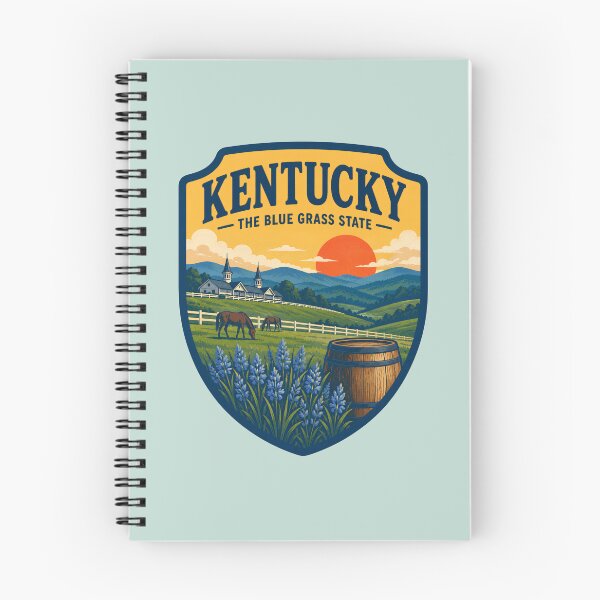 Item preview, Vintage Kentucky The Bluegrass State Horse Farm Sunset Badge designed and sold by LittleArij.