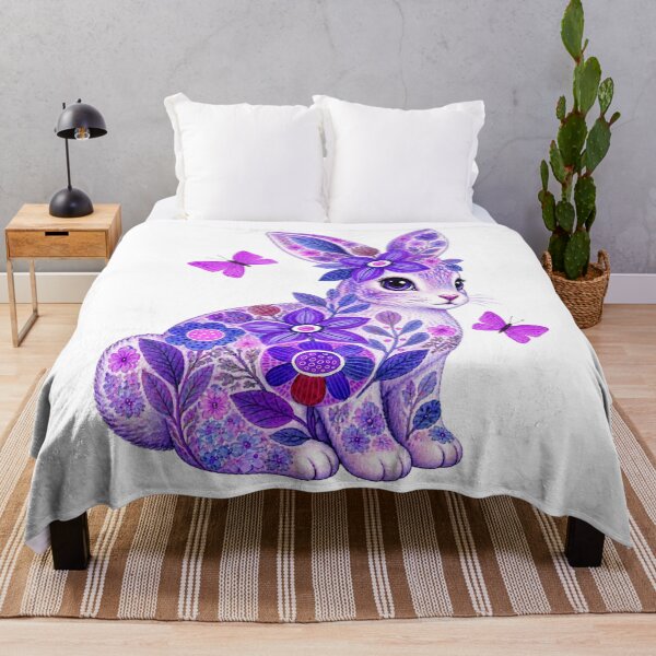 Item preview, Purple Floral Rabbit Botanical Watercolor Bunny designed and sold by reezorrrr.
