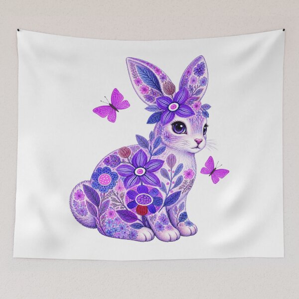 Item preview, Purple Floral Rabbit Botanical Watercolor Bunny designed and sold by reezorrrr.