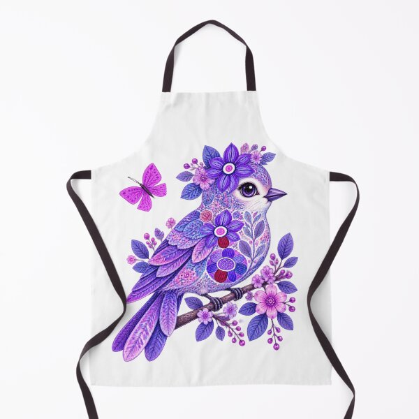 Item preview, Purple Floral Bird Botanical Watercolor Illustration designed and sold by reezorrrr.