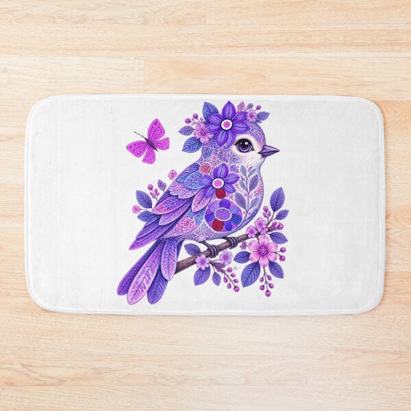 Item preview, Purple Floral Bird Botanical Watercolor Illustration designed and sold by reezorrrr.