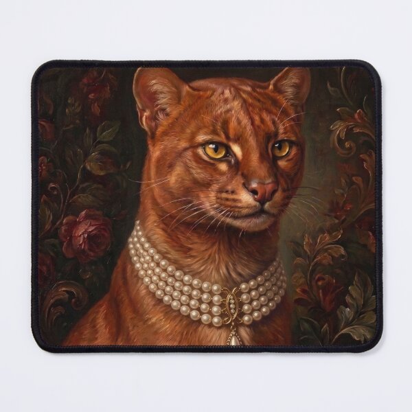 Item preview, Noble Jaguarundi Portrait with Pearl Drop Necklace designed and sold by Real Beast Art.
